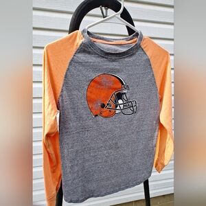 Cleveland Browns youth distressed baseball tshirt